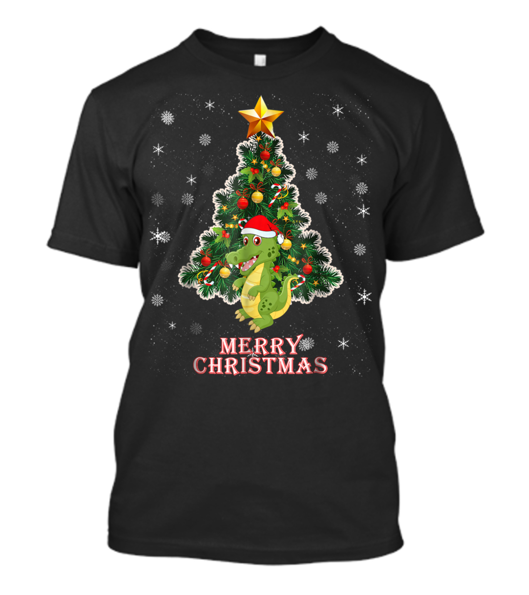Merry Christmas Cute Xmas Crocodile Tree T-Shirt