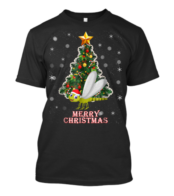 Merry Christmas Cute Xmas Dragonfly Tree T-Shirt