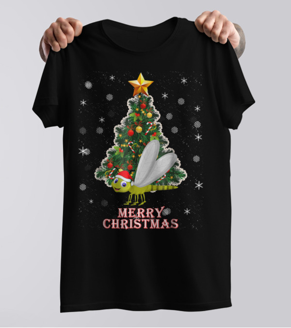 Merry Christmas Cute Xmas Dragonfly Tree T-Shirt