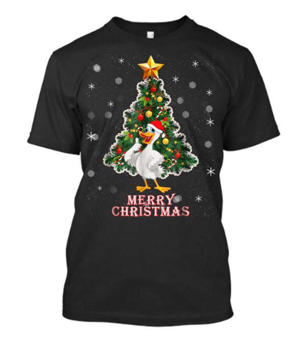 Merry Christmas Cute Xmas Goose Tree T-Shirt