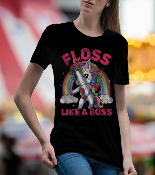 Floss Like A Boss Rainbow Unicorn Girls Squad T-Shirt