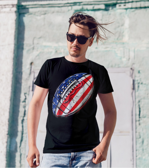 American Flag Football Fourth Of July T-Shirt