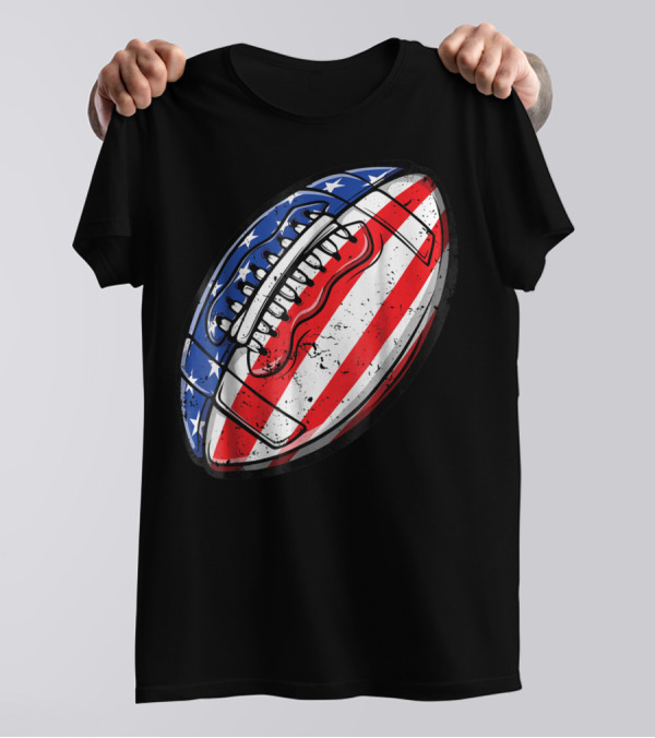 American Flag Football Fourth Of July T-Shirt