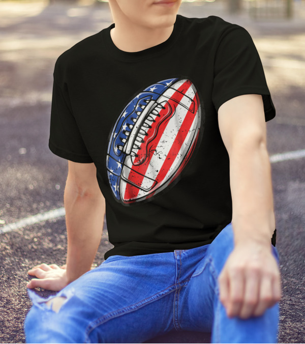 American Flag Football Fourth Of July T-Shirt