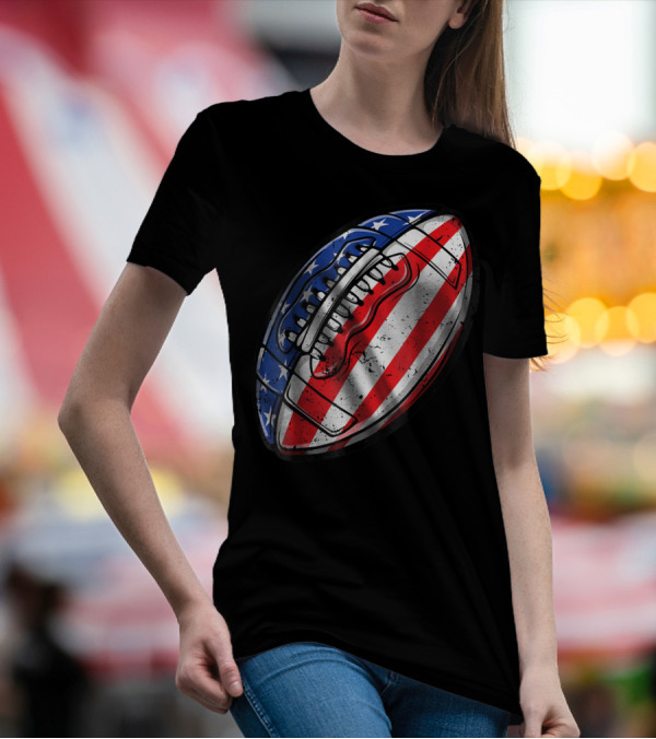American Flag Football Fourth Of July T-Shirt
