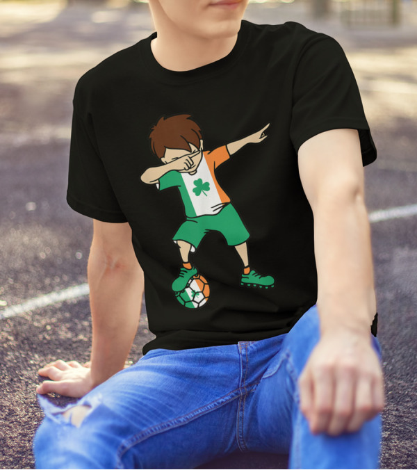 Dabbing Irish Soccer Clover Saint Patrick's Day T-Shirt