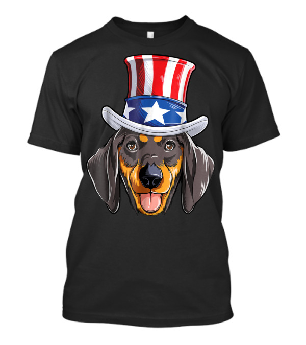 Dachshund Wearing Uncle Sam Hat 4th Of July Kids American T-Shirt