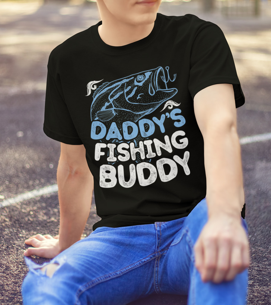 Daddy's Fishing Buddy Kids Fishing Fish Hook Fun T-Shirt
