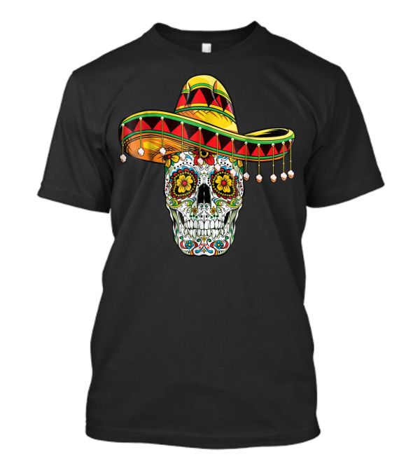 Day Of The Dead Sugar Skull Sombrero Cinco De Mayo T-Shirt