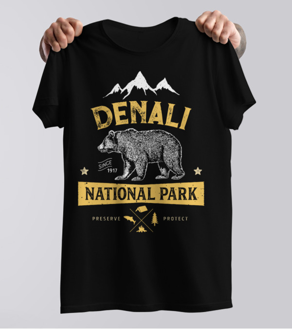 Denali National Park Since 1917 Bear Preserve Protect Alaska T-Shirt