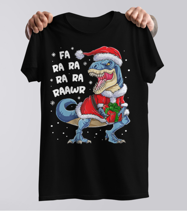 Fa Ra Ra Ra Rawr Dinosaur Christmas Rex Santa T-Shirt