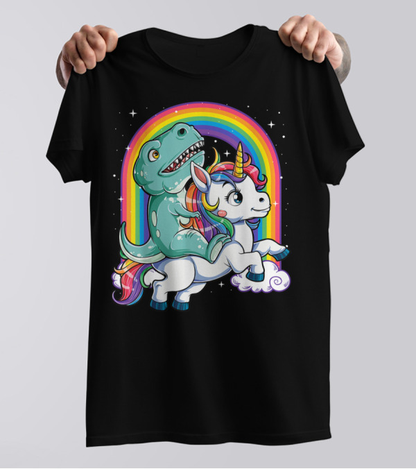 Dinosaur Unicorn Rainbow Fantasy Adventure Party T-Shirt