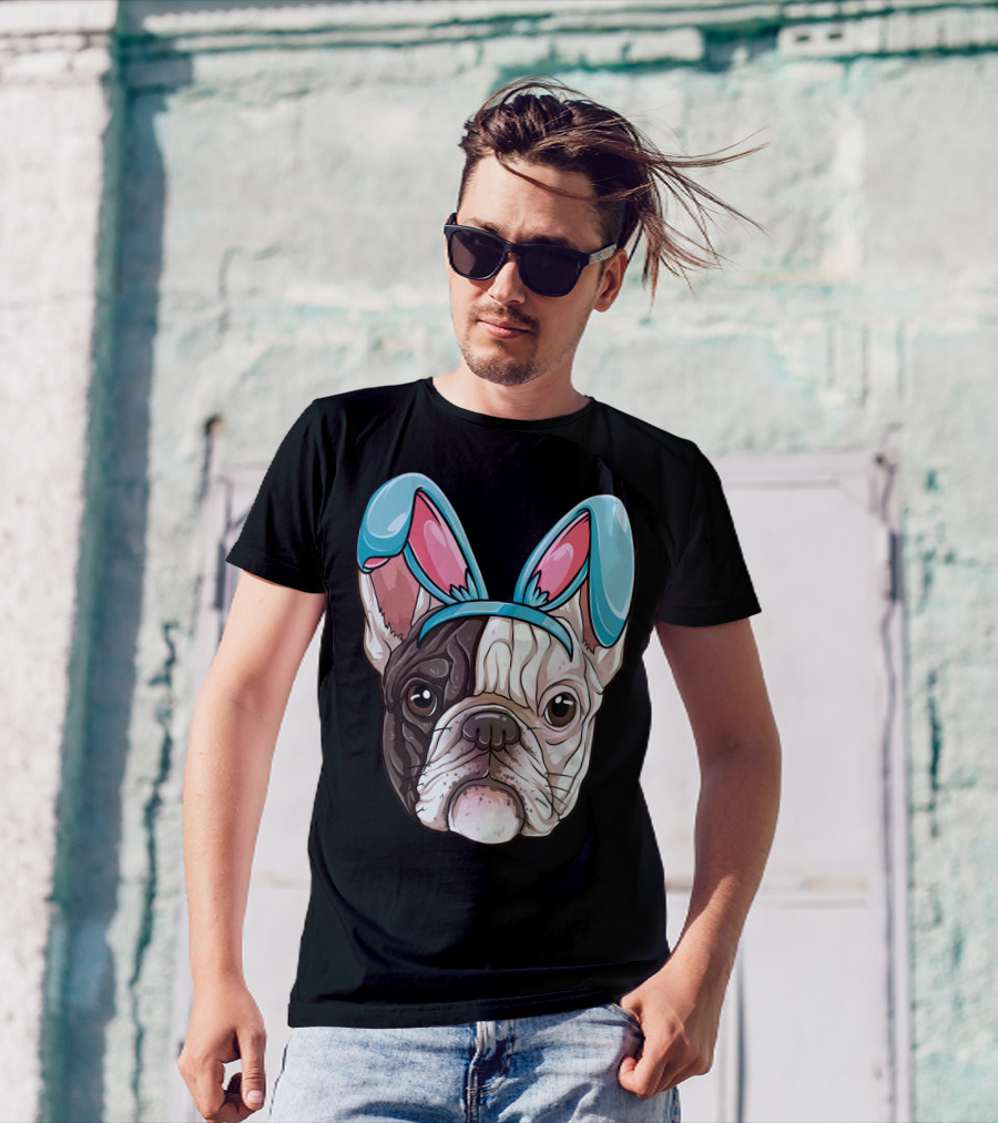 Easter Bunny Ears On French Bulldog Dog Boys Girl T-Shirt