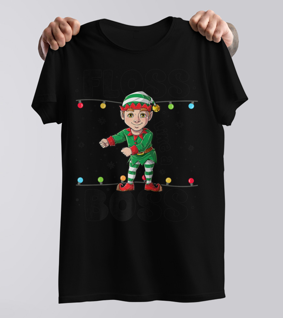 Floss Like A Boss Christmas Boys Elf Flossing T-Shirt