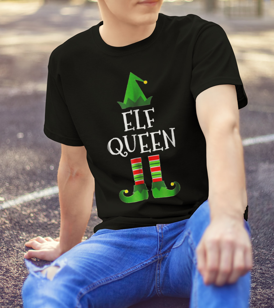Elf Queen Family Group Christmas Matching T-Shirt