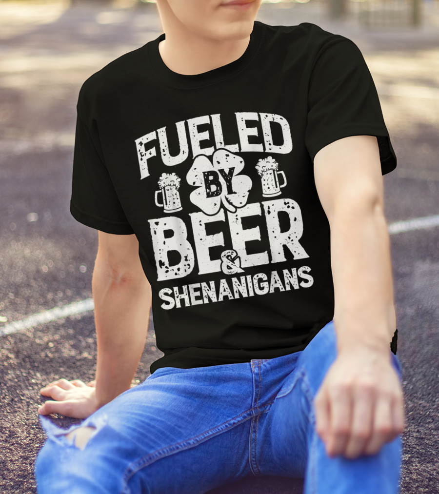 Fueled By Beer Shamrock And Shenanigans T-Shirt