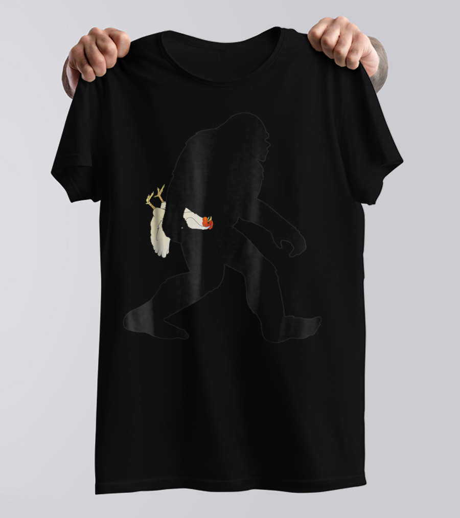 Funny Bigfoot Sasquatch Carrying Chicken Boys T-Shirt