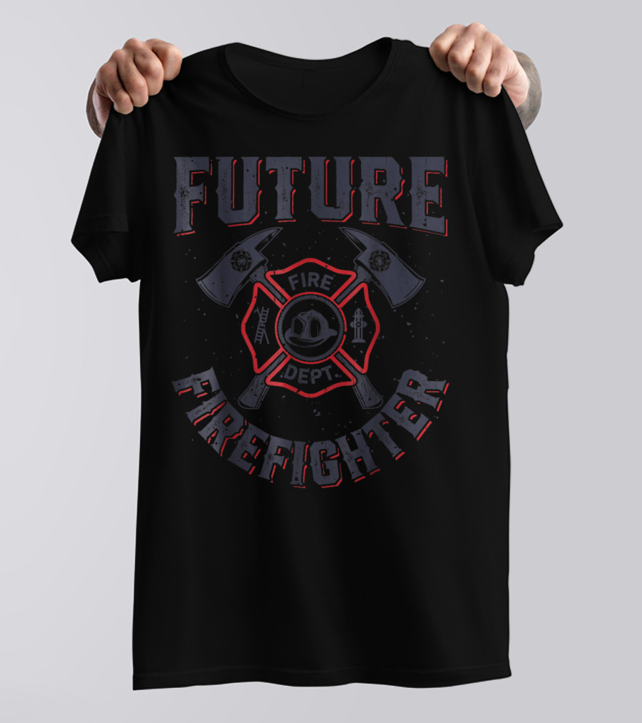 Future Firefighter Fire Dept Axe Emblem Kids Boys Youth Men T-Shirt