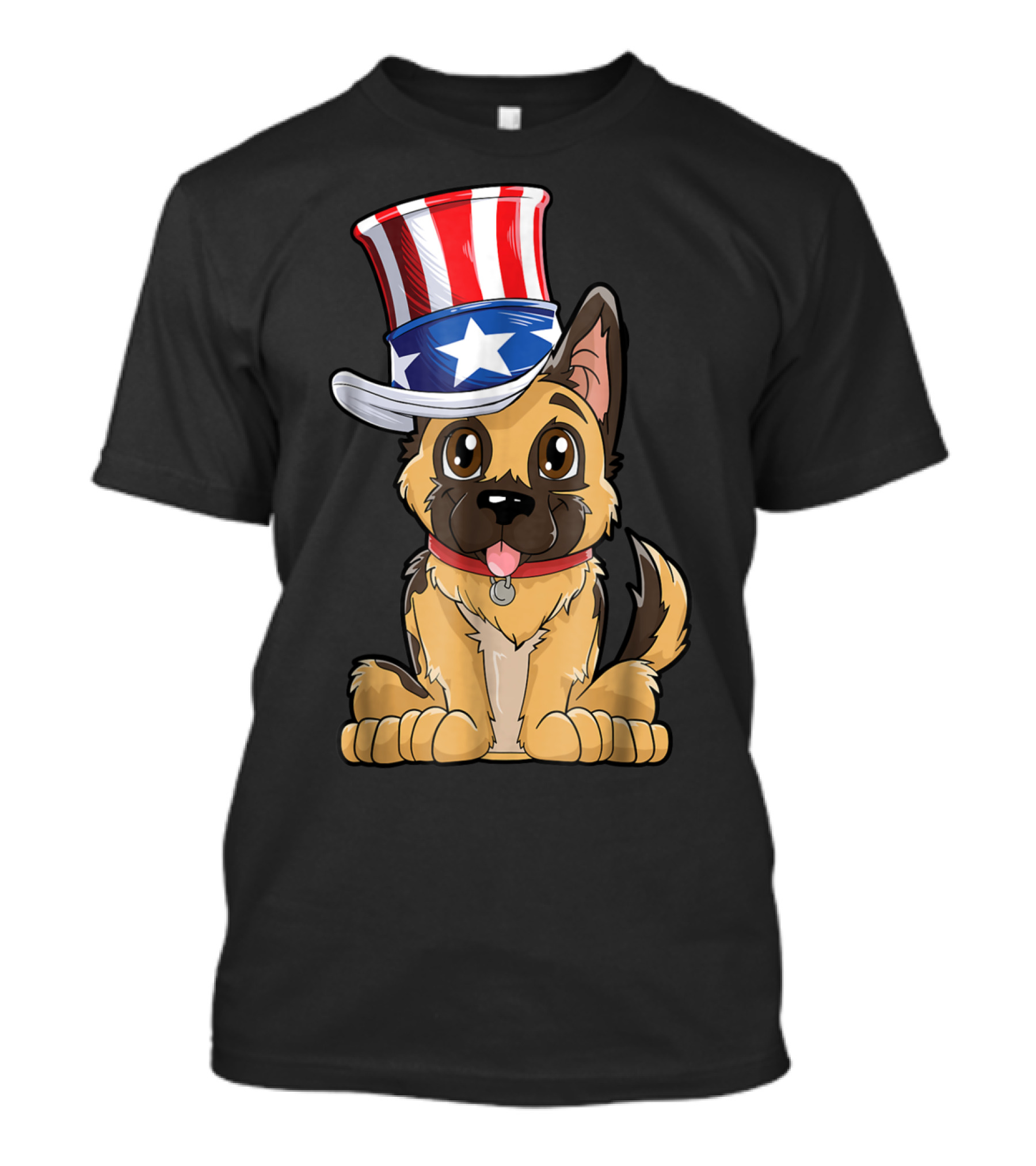 German Shepherd Uncle Sam 4th Of July Patriotic Dog In American Flag Hat T-Shirt