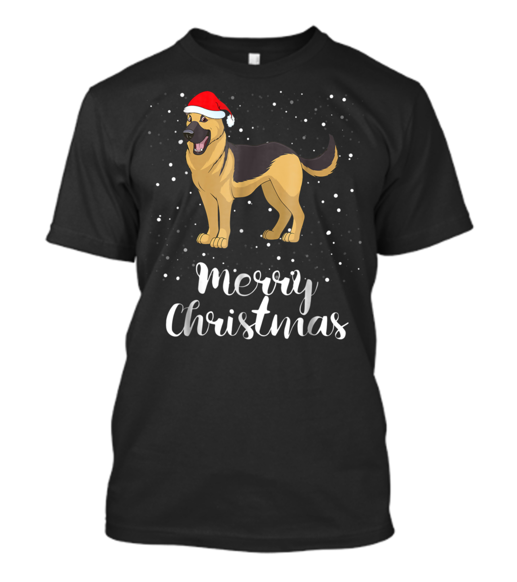 Merry Christmas German Shepherd Santa Hat Family Matching Xmas T-Shirt