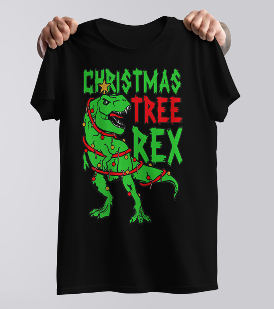 Christmas Tree Rex Dinosaur Boys T-Shirt
