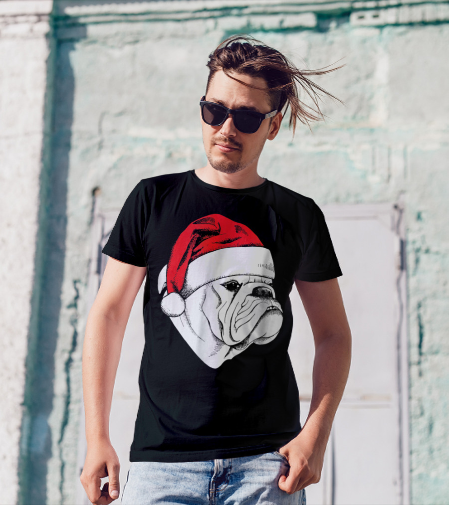 English Bulldog Santa Christmas T-Shirt