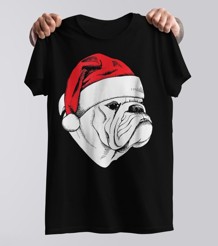 English Bulldog Santa Christmas T-Shirt