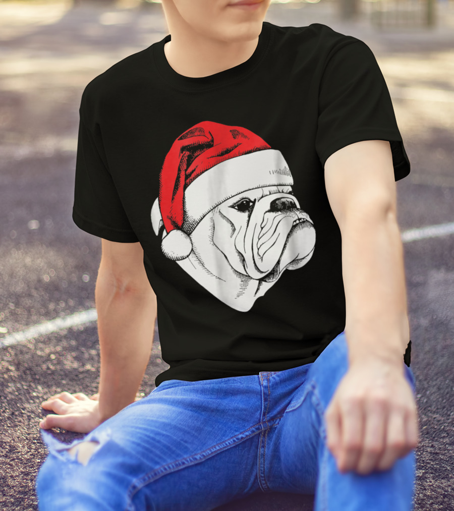 English Bulldog Santa Christmas T-Shirt