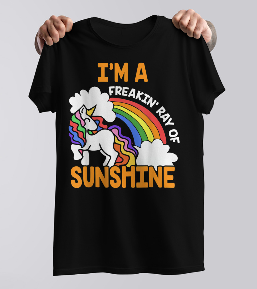 I'm A Freakin' Ray Of Sunshine Funny Rainbow Unicorn Vintage 1970's HY T-Shirt