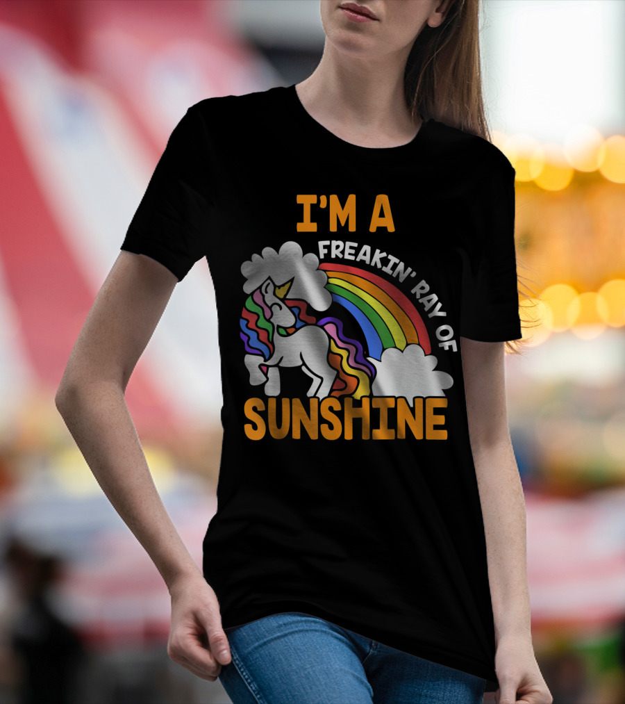 I'm A Freakin' Ray Of Sunshine Funny Rainbow Unicorn Vintage 1970's HY T-Shirt