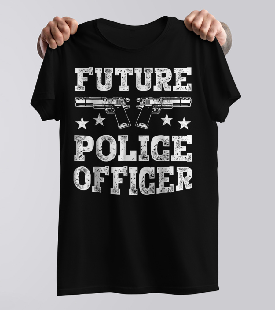 Future Police Officer Two Pistols Stars T-Shirt