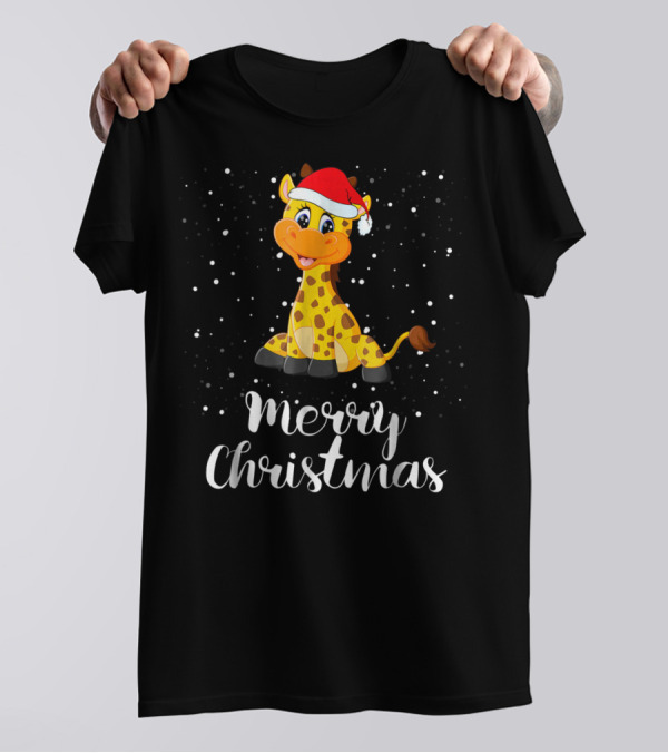 Merry Christmas Giraffe Family Group Matching T-Shirt
