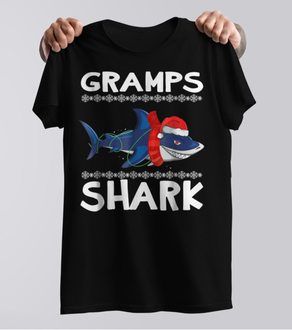 Gramps Shark Santa Hat Ugly Christmas Family T-Shirt