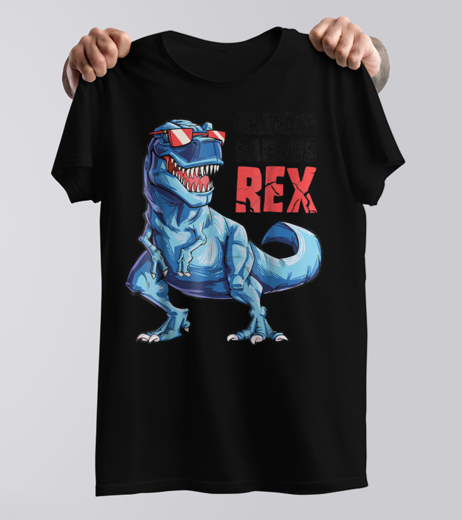 Grandpasaurus Rex Grandpa Saurus Dinosaur With Cool Glasses T-Shirt