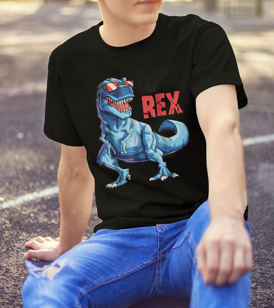 Grandpasaurus Rex Grandpa Saurus Dinosaur With Cool Glasses T-Shirt