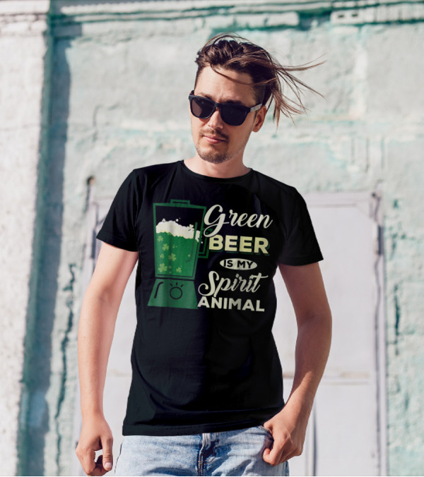 Green Beer Is My Spirit Animal Funny Drinking Blender Shamrock T-Shirt