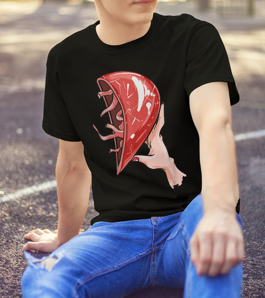 Hand Holding Semi-Open Anatomical Heart T-Shirt