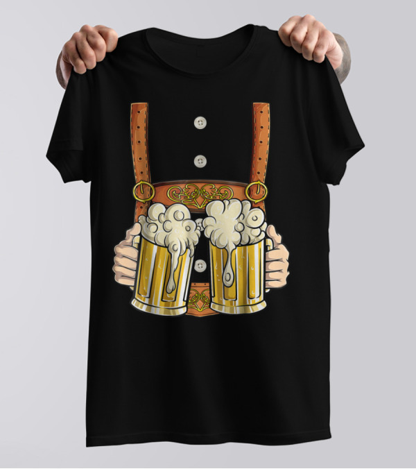 Lederhosen Costume Oktoberfest Men Prost Beer Cheers ZZ T-Shirt