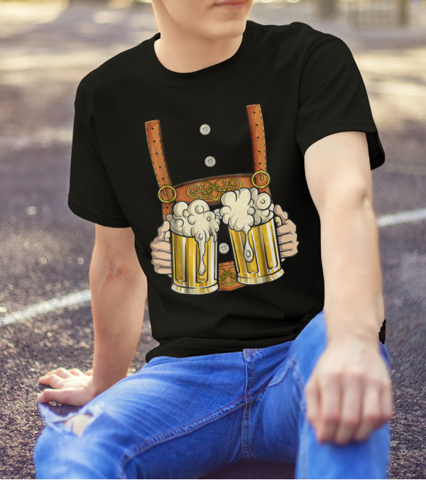 Lederhosen Costume Oktoberfest Men Prost Beer Cheers ZZ T-Shirt
