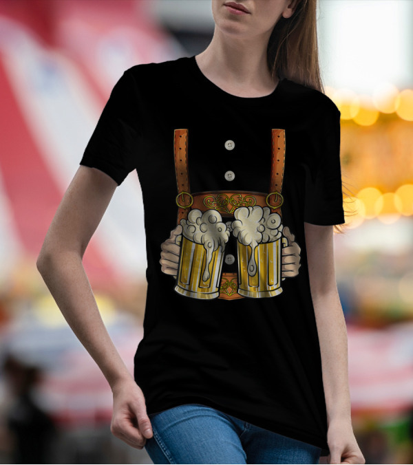 Lederhosen Costume Oktoberfest Men Prost Beer Cheers ZZ T-Shirt