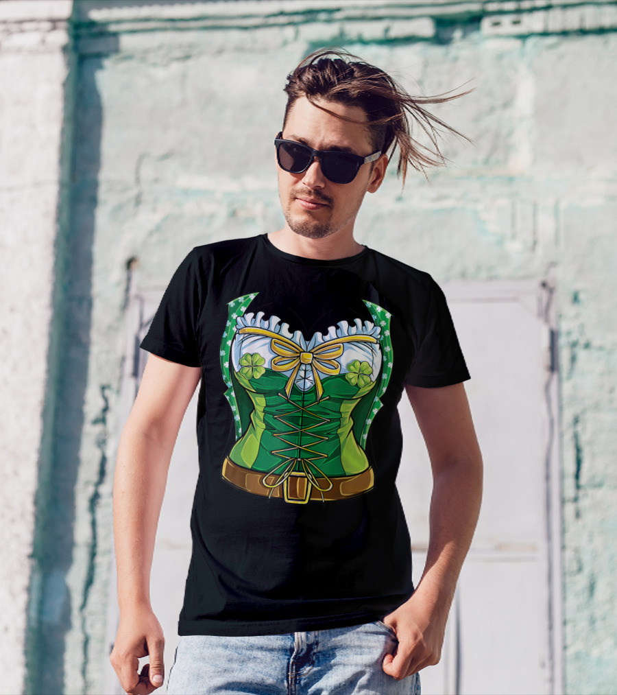Green Leprechaun Costume St Patrick's Day Women Corset T-Shirt
