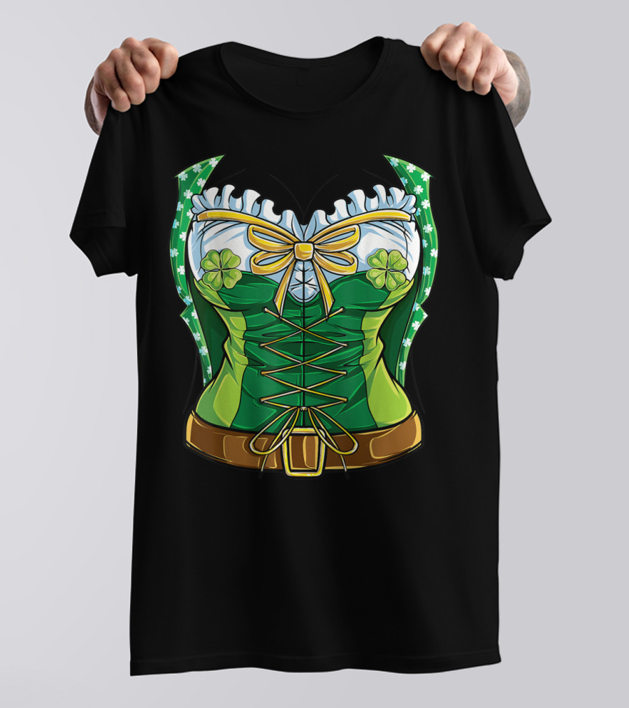 Green Leprechaun Costume St Patrick's Day Women Corset T-Shirt