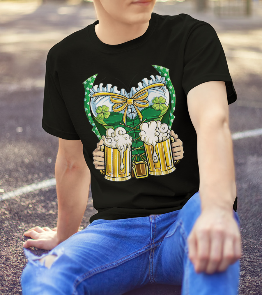 Leprechaun Girl Costume St Patricks Day Beer Clover Corset Women's Top T-Shirt