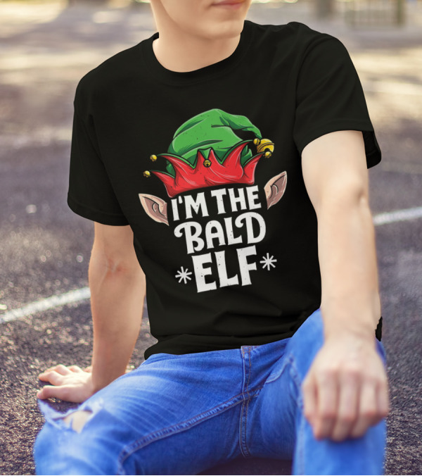 I'm The Bald Elf Green And Red Hat With Ears T-Shirt