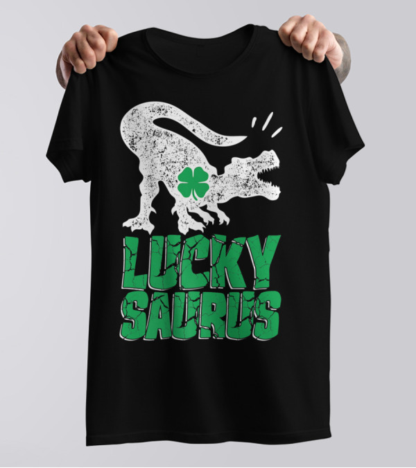 Lucky Saurus Irish Dinosaur Rex T-Shirt