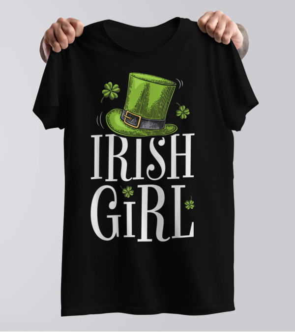 Irish Girl St Patricks Day Shamrock Hat T-Shirt
