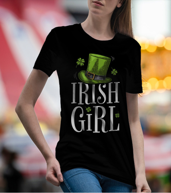 Irish Girl St Patricks Day Shamrock Hat T-Shirt