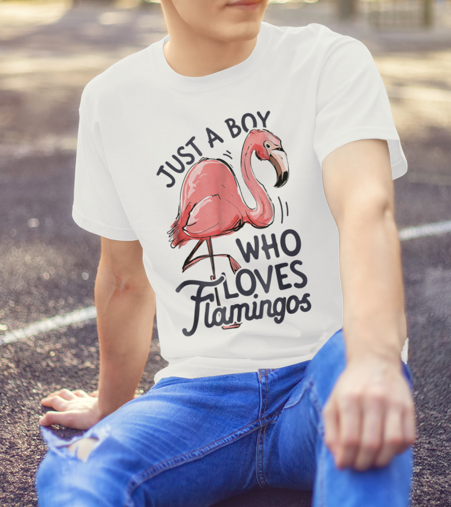 Just A Boy Who Loves Flamingos Pink Flamingo T-Shirt