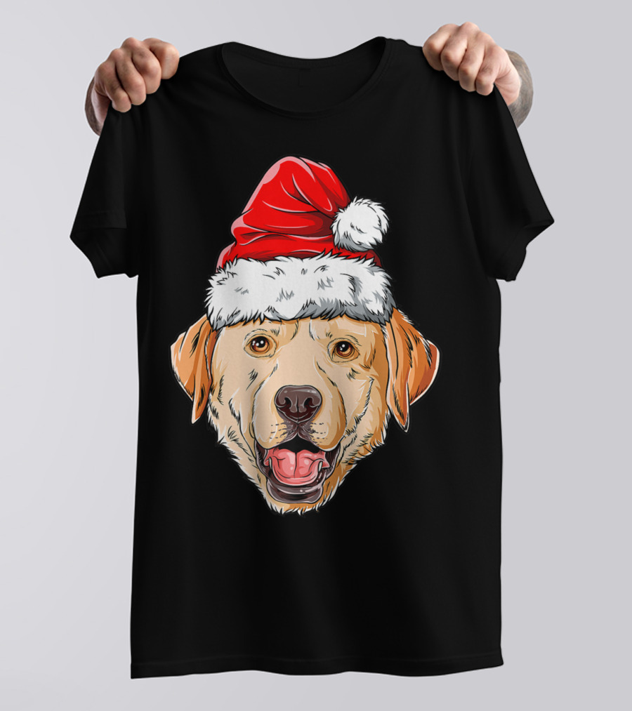 Labrador Santa Christmas Dog Wearing Festive Hat T-Shirt