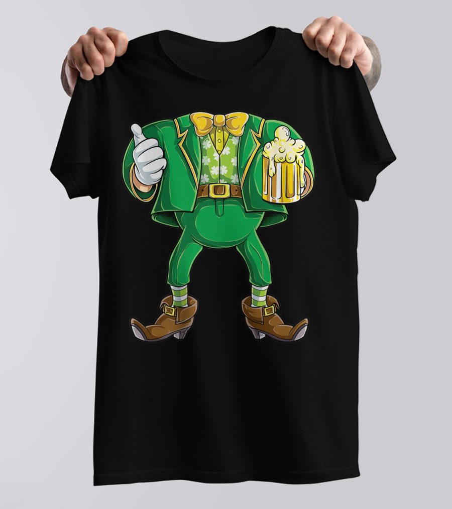 Leprechaun Costume St Patricks Day Men Beer Holding Foamy Mug And Thumbs Up T-Shirt